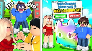 She CHEATED On Her Broke Boyfriend We Gave Him A Rainbow Huge Cat Roblox Pet Simulator X [upl. by Anwahs]