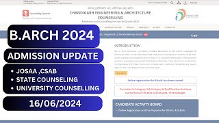 ADMISSION UPDATE FOR BARCH 2024 16062024 17062025jeemainbarch nata [upl. by Nylyoj]