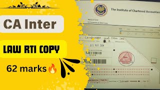 LAW ANSWER SHEET ANALYSIS  62 MARKS ICAI CERTIFIED COPY MAY 24 💯🔥 [upl. by Lechar]