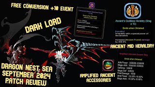 Dragon Nest SEA September 2024 Update Review  Dark Avenger Remaster Ancient Goddess Heraldry amp Etc [upl. by Anuaik]