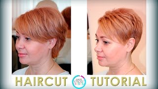 haircut short with asymmetrical elements  женская короткая стрижка с асимметричными элементами [upl. by Eyatnod]