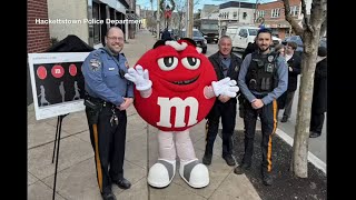 New Jersey town to drop giant fiberglass MampM to ring in the New Year [upl. by Nohsyar238]