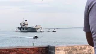 HMS Queen Elizabeth Aircraft Carrier Returned to Portsmouth [upl. by Cyrano]