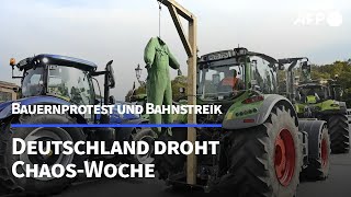 Bauernproteste und LokführerStreiks Deutschland vor ChaosWoche  AFP [upl. by Brotherson]