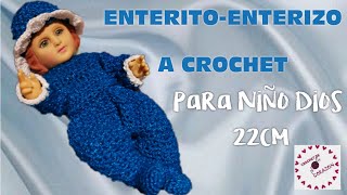 ❄️⛄🌨️🎅🎄 ENTERITO O ENTERIZO PARA NIÑO DIOS 🙌💙 TEJIDO A CROCHET de 22cm [upl. by Eirok]