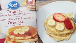 How to cook pancakes using Walmart Great Value Pancake Mix [upl. by Aivilo]