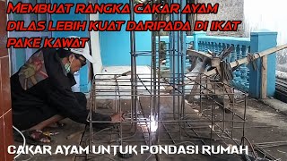 Membuat rangka cakar ayam dengan cara di las tidak di ikat pakai kawat Hasil nya kokoh tidak reyot [upl. by Rama25]