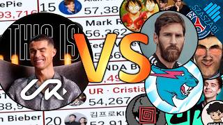 UR · Cristiano vs 100 YouTubers  Subscribers Battle  MrBeast vs Ronaldo [upl. by Schaab650]