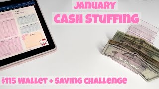 January Cash Stuffing  115  Low Income ☃️ cashstuffing budget cash [upl. by Eolc]