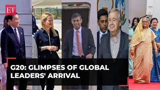 G20 Summit 2023 From Rishi Sunak to Giorgia Meloni visuals of leaders arriving in Delhi [upl. by Vanzant]