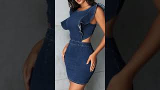 Latest denim dress design for women 💙✨dressyoutubeshorts😍👌 [upl. by Ragland]