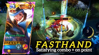 LING FASTHAND SATISFYING COMBO  ON POINT  MLBB [upl. by Kinsler]