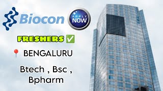 Biocon biologics Hiring Freshers amp Experienced  Fresher  Btech Bsc Msc Jobs  Job in Bengaluru [upl. by Ariajay]