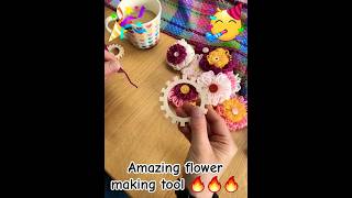 🔥🔥🔥 amazing flower making tool for your knit  crochet clothes  çiçek yapma aparatı myhobbyhome [upl. by Eleni]