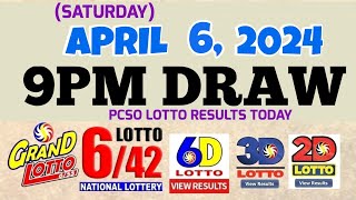 Lotto Result Today 9pm draw April 6 2024 655 642 6D Swertres Ez2 PCSOlotto [upl. by Sophey511]