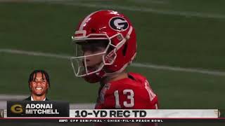 Stetson Bennett GoAhead Touchdown Pass to Adonai Mitchell  Ohio State vs Georgia  2022 Peach Bowl [upl. by Ruskin]