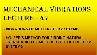 MV Lecture  47 Vibrations of multirotor systems and Holzers method [upl. by Anirtep]