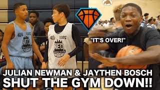 Julian Newman Gets CHALLENGED By Jaythan Bosch at NEOYE  Players STORMS the Court [upl. by Ranique]