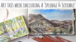 A Splodge amp Scribble Watercolour Painting With Derwent Drawing Pencils Plus Loose Mixed Media Sketch [upl. by Faustena190]