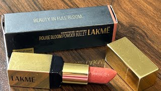 New Launch Lakme Rouge Bloom Powder Bullet  Lipstick Review [upl. by Pacorro933]