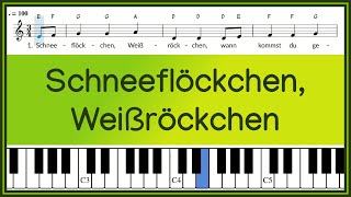 Schneeflöckchen Weißröckchen  Melodie Text und Noten  Piano  instrumental [upl. by Illac]