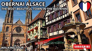 Walking Street at OBERNAI near Strasbourg Beautiful village of Alsace A medieval Alsatian city [upl. by Wunder]