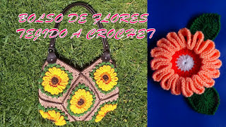 Bolso N° 1 tejido a crochet o ganchillo con 8 cuadrados de Flores paso a paso en video tutorial [upl. by Etteinotna]