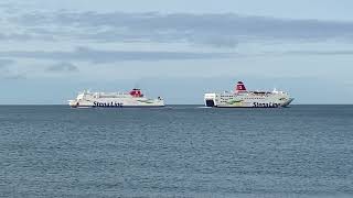 MV Stena Nordica amp MV Stena Europe Pass off Rosslare 13723 [upl. by Maillliw397]