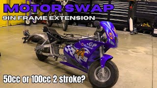 2 stroke swapping razor pocket bike Pt1 [upl. by Iatnwahs419]