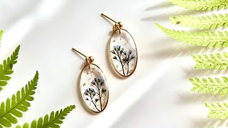 Dried flower uv resin earrings  Handmade jewelry making at home  Real flower earrings tutorial [upl. by Alcock577]