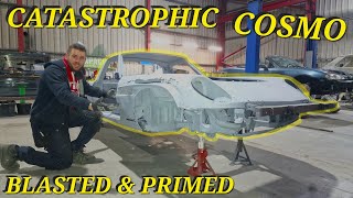 Blasting amp Priming The Catastrophic Cosmo 110S  Restoration Part 9 [upl. by Aisirtap]