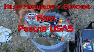 Iniciación Corcheo Mar Hilos corchos y anzuelos para pescar la lisa en puertos o roqueros UTIL [upl. by Amick209]