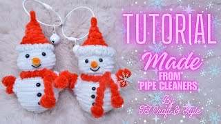 ⛄SNOWMAN KEYCHAIN⛄with pipe cleaners  Chenille wire Christmas crafts ideas [upl. by Preciosa506]