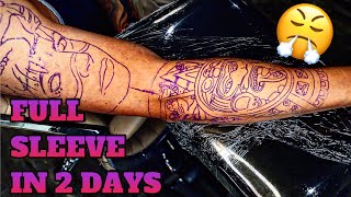 FULL SLEEVE IN 2 DAYS can my client handle it 😎 tattoo tutorial by mrreyesink [upl. by Irollam98]