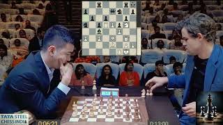 Can you beat Magnus Carlsen Nodirbek Abdusattorov vs Magnus Carlsen  Tata Steel Chess Rapid 2024 [upl. by Ardnasirk]