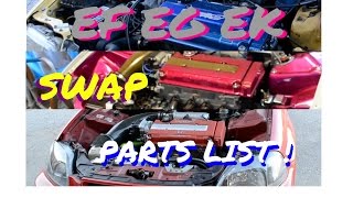 EF EG EK SWAP PARTS LIST HSG EP 442 [upl. by Wallis]