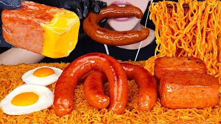 ASMR SPICY MARA BIBIMMYEON KIELBASA SAUSAGE SPAM EGGS MUKBANG마라비빔면 킬바사 소세지 먹방ソーセージ 咀嚼音EATING SOUNDS [upl. by Mossolb]