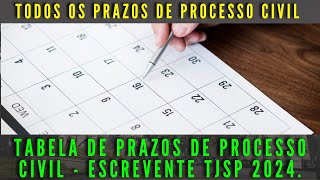 TODOS OS PRAZOS DE PROCESSO CIVIL Escrevente TJSP capital 2024 [upl. by Gavin]