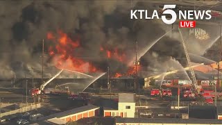 Crews battle large commercial fire in El Sereno [upl. by Brennen]