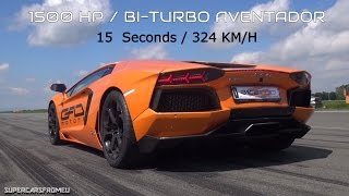 1500 HP LAMBORGHINI AVENTADOR BITURBO 324 KMH  12 MILE RACE [upl. by Femi]