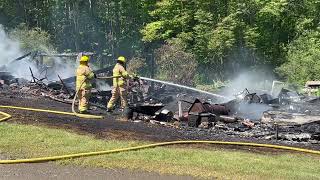 Liberty St Barn Fire in Warsaw [upl. by Yllrebmik]