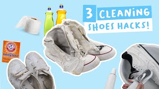 We Tried 3 White Shoes Cleaning Hacks amp THE BEST IS… [upl. by Lesig]