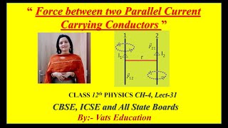 Forces Between two Parallel Current Carrying Conductors  Chapter 4 Class 12 physics Lecture 30 [upl. by Gnoz314]