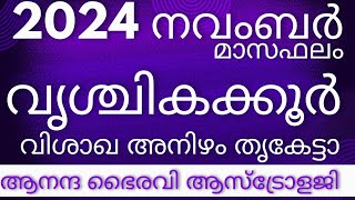 വൃശ്ചിക കൂറു കാരുടെ നവംബർ 2024 മാസഫലം വിശാഖം അനിഴ തൃകേട്ട ‎anandabhairavi5939 [upl. by Lawford628]