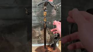 Ampelos with stand sculpting art artist engraving forging carving gold damascus vine [upl. by Nonna]