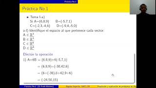 Álgebra Superior Práctica No1Operación con vectores y a qué espacio pertenecen [upl. by Lovering783]