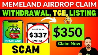 MEMELAND AIRDROP REAL OR SCAM 😲 MEMELAND LISTING DATE 🔥 MEMELAND NEW UPDATE 😲🚀 MEMELAND WITHDRAWAL [upl. by Micaela]