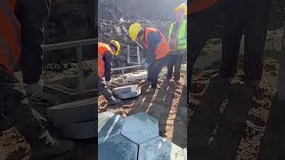 The process of laying hexagonal cement bricks for sidewalks [upl. by Atinauj858]