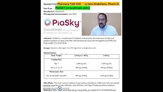 PIASKY crovalimabakkz paroxysmal nocturnal hemoglobinuria PNH [upl. by Gazo]