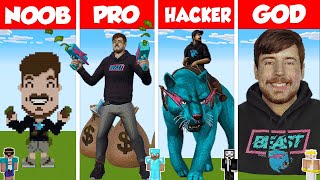 Minecraft MRBEAST STATUE HOUSE BUILD CHALLENGE  NOOB vs PRO vs HACKER vs GOD  Animation [upl. by Darcy]